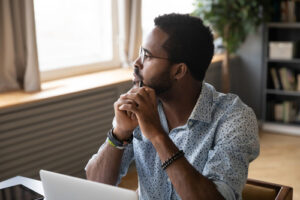 man using laptop