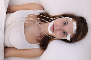 woman doing sleep study